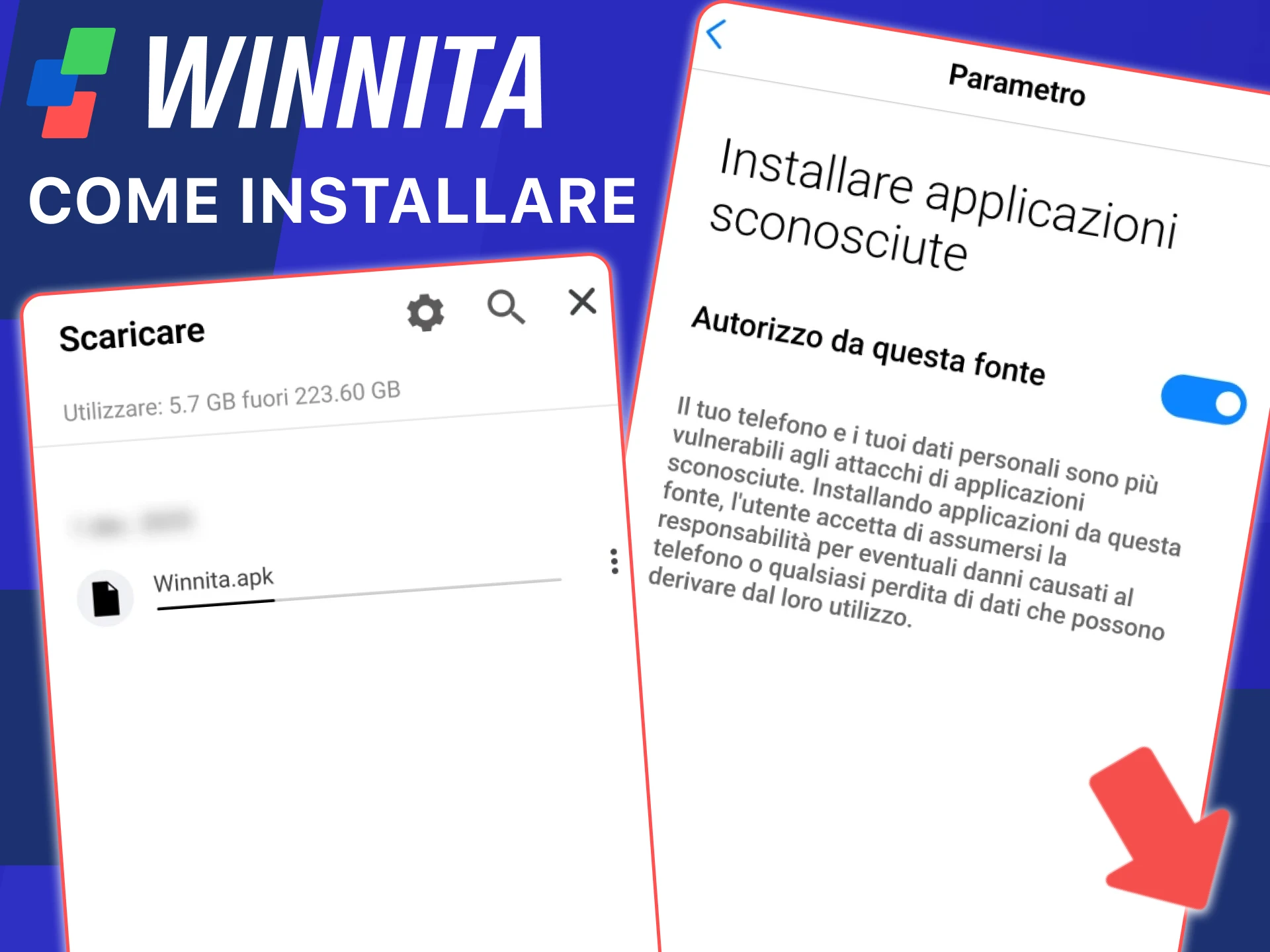 Installa in sicurezza l’APK di Winnita dal sito ufficiale sul tuo smartphone.