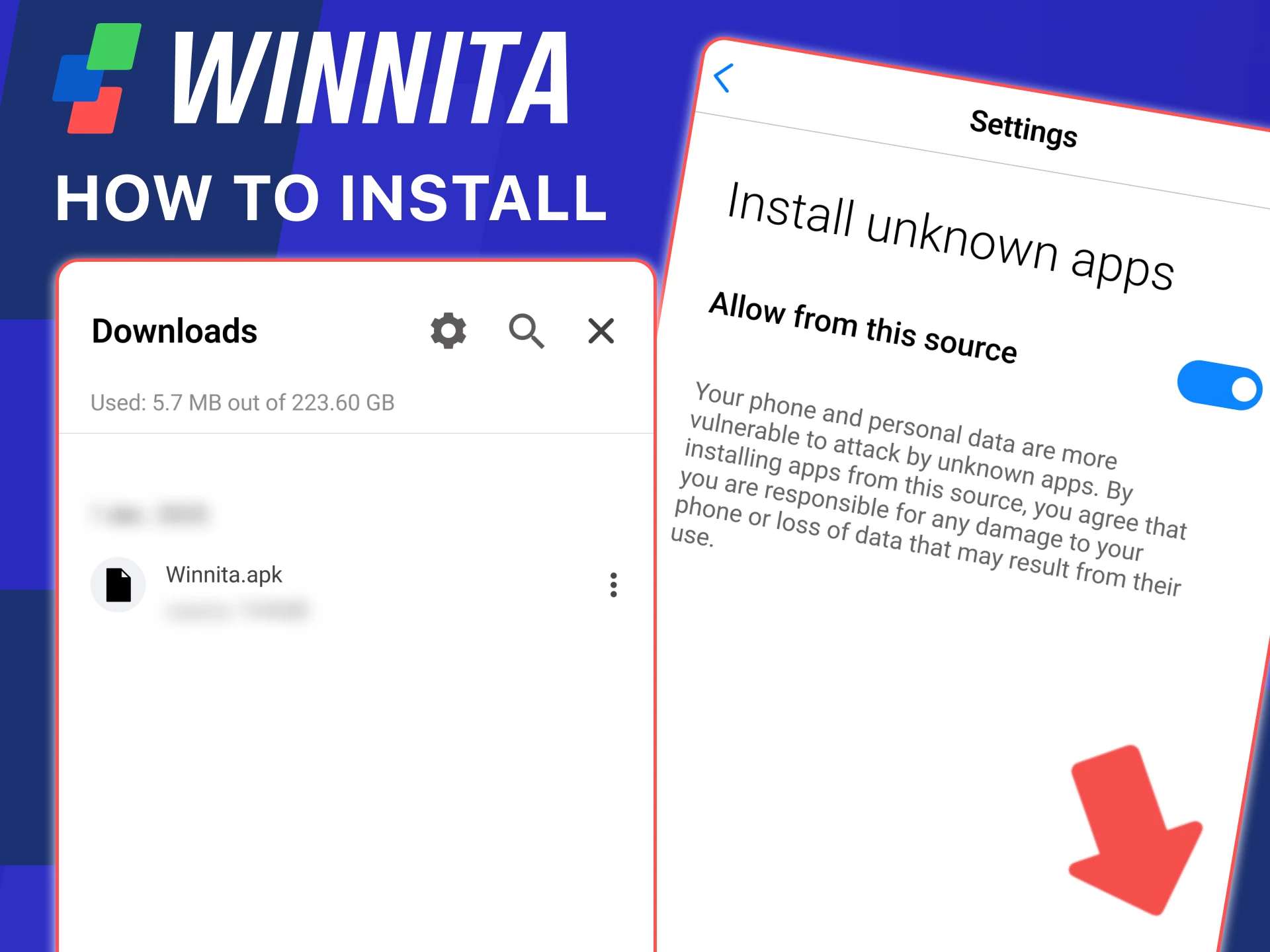 Install the Winnita APK safely from the official website on your smartphone.
