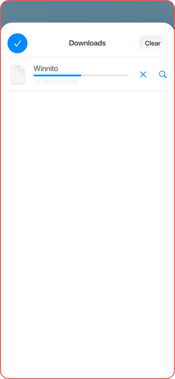Tap the iOS download button on the official Winnita website to start setup.