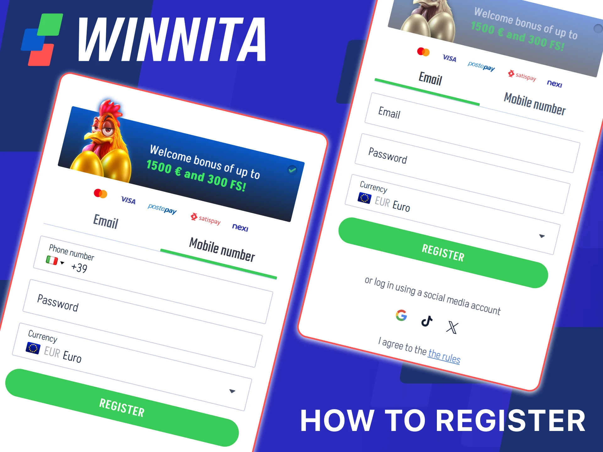 Register a new account via the official Winnita mobile app interface.