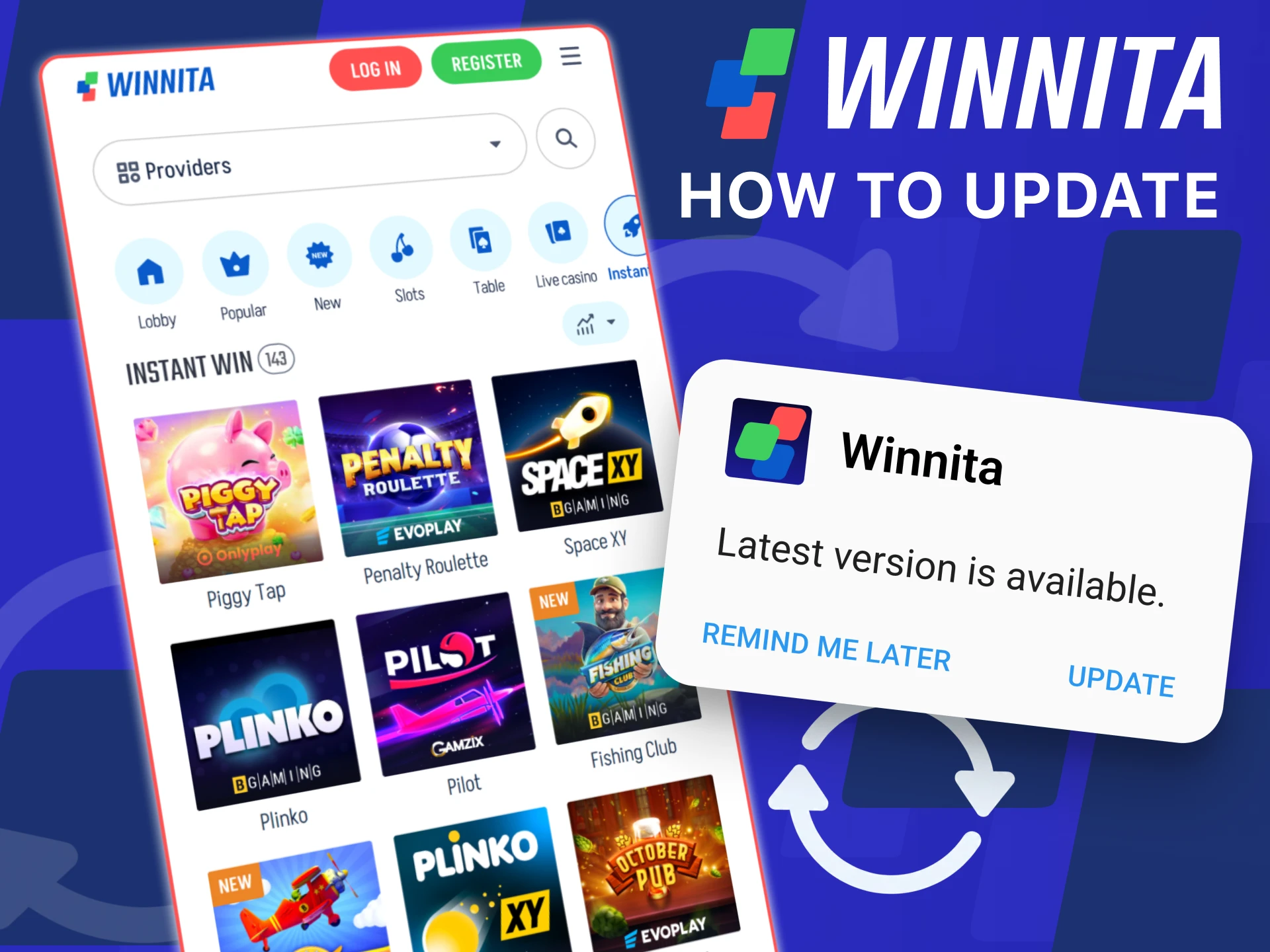Update the Winnita app to the latest version for new features and security.