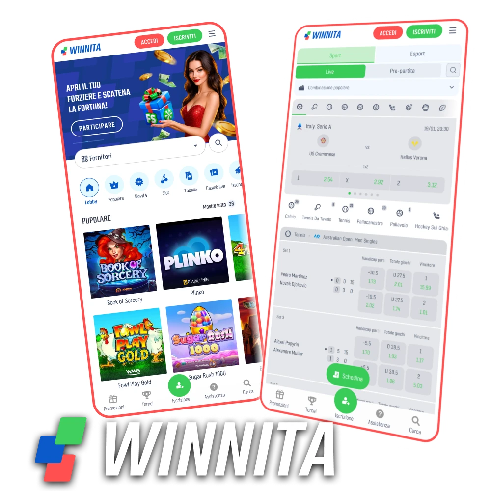 Scarica facilmente l’app ufficiale Winnita per dispositivi Android e iOS.