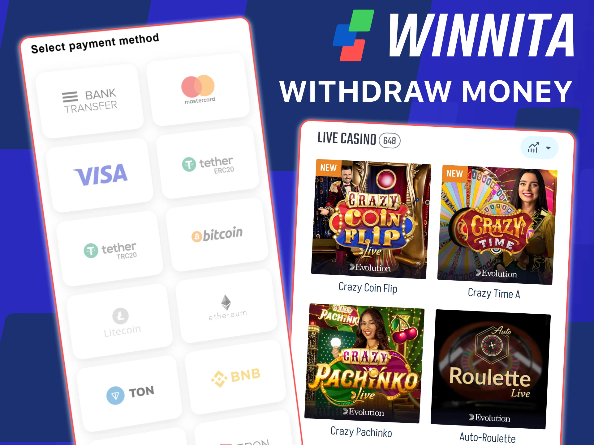 Withdraw your winnings quickly and securely using the Winnita mobile app.