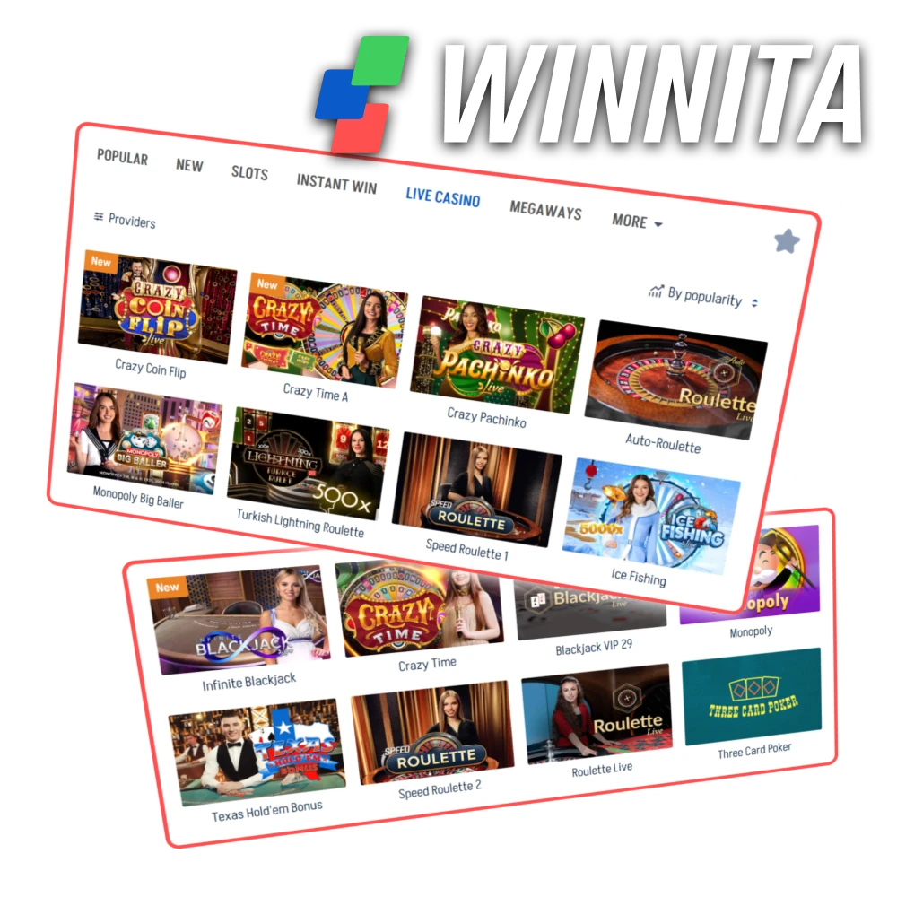 Play real dealer games on the official Winnita Italy casino site.