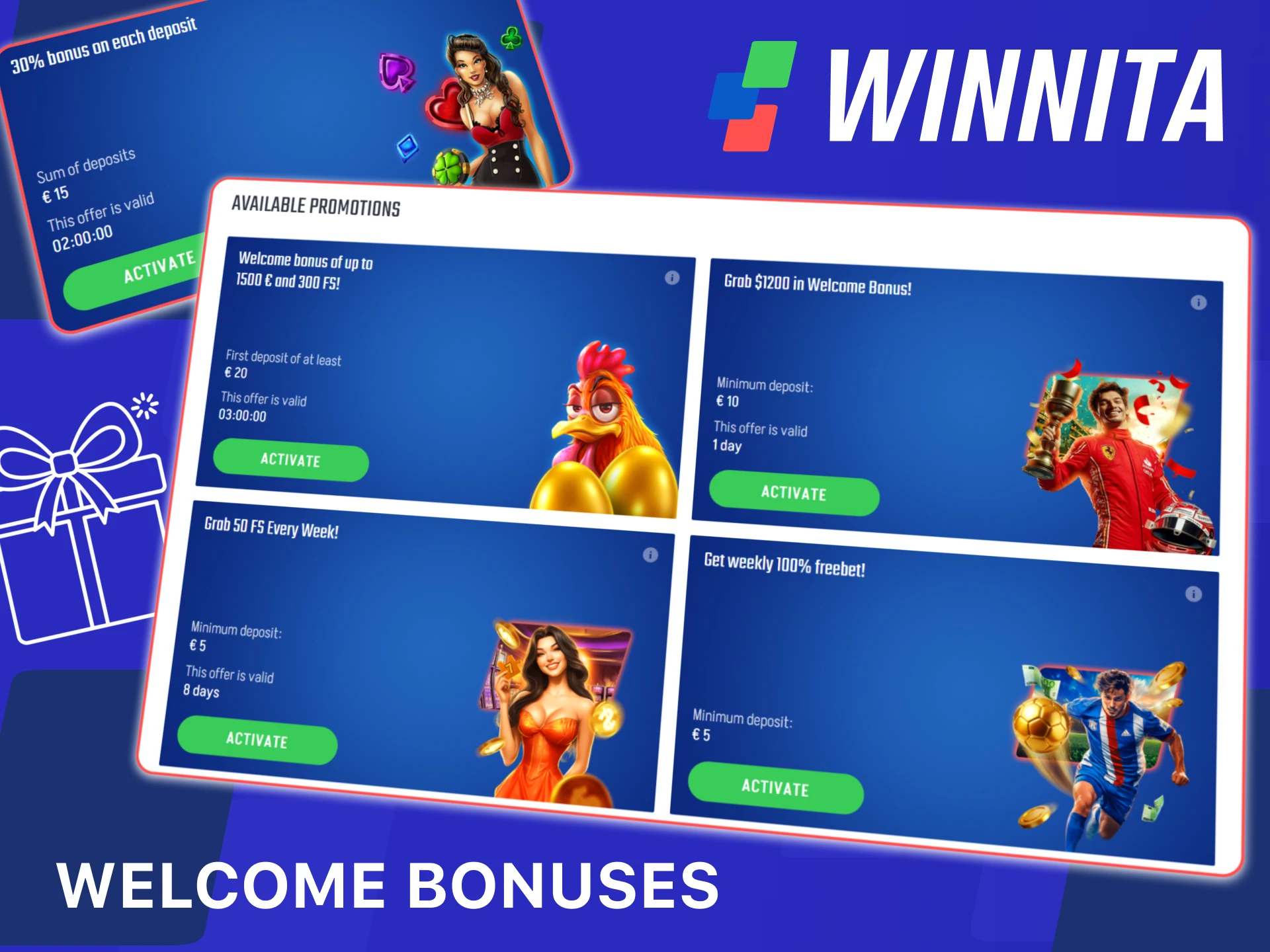 Claim online casino welcome bonuses on the official Winnita platform.