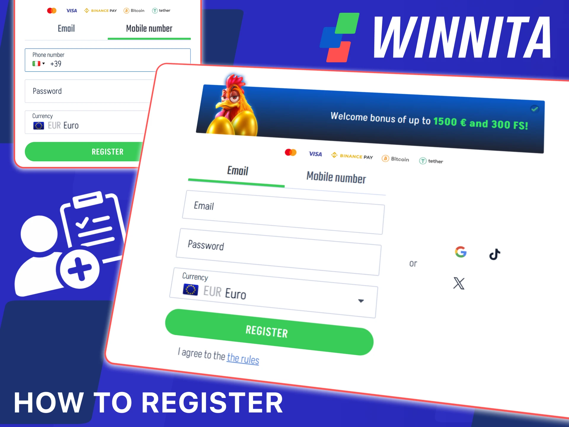 Register a new account on the official Winnita website to start betting and playing.