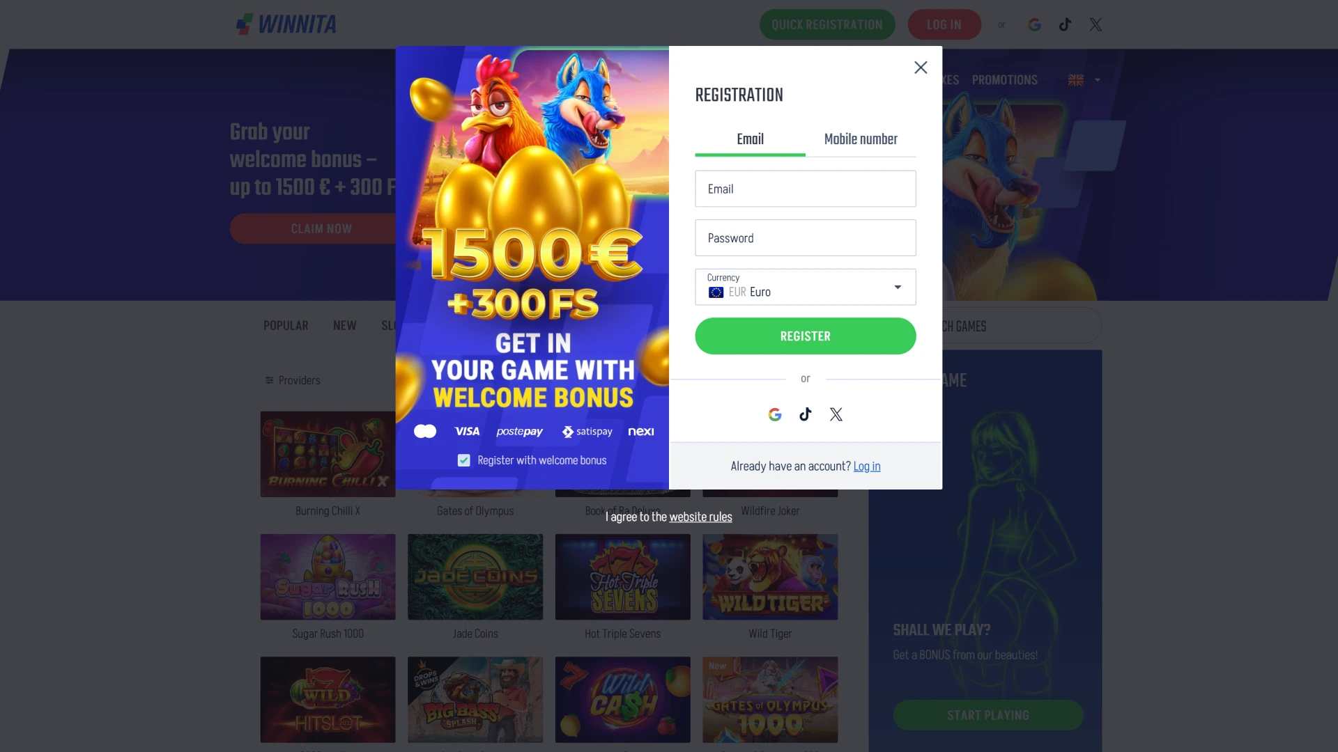 Complete registration quickly on the official Winnita website to start playing.