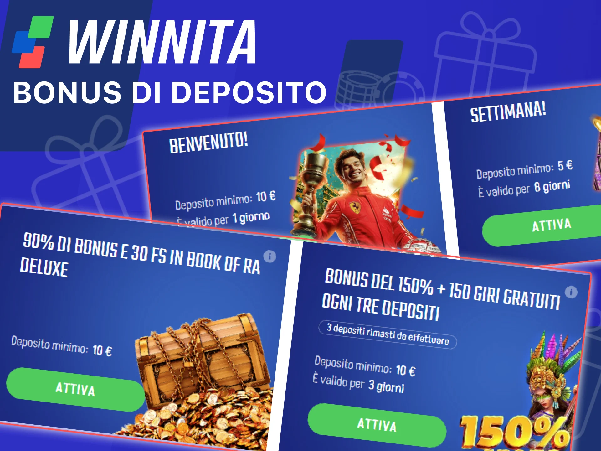 Richiedi bonus sul deposito e promozioni sul sito ufficiale Winnita.