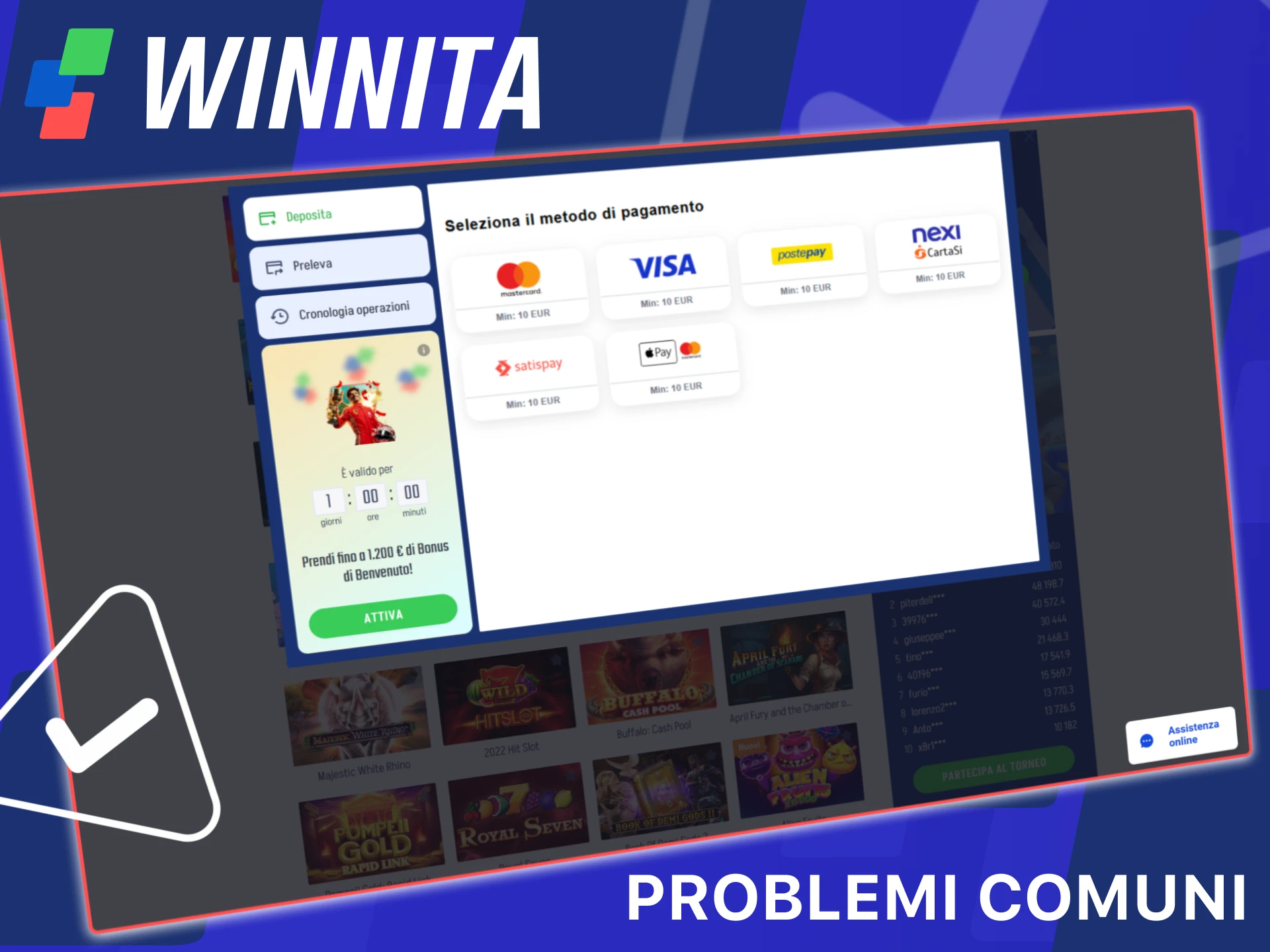 Impara a risolvere i problemi comuni di deposito e prelievo su Winnita.