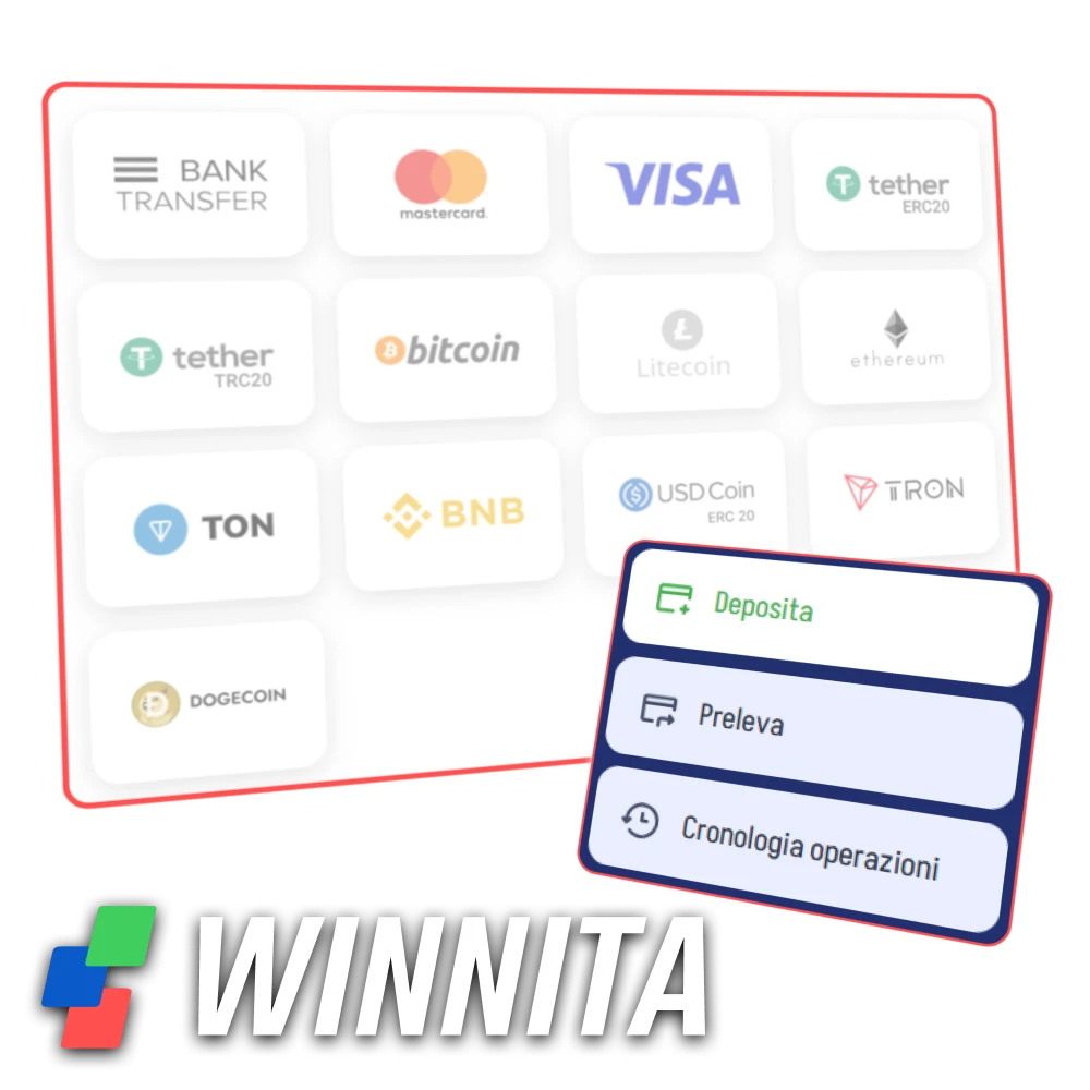 Deposita e preleva dal tuo account facilmente sul sito Winnita Italia.