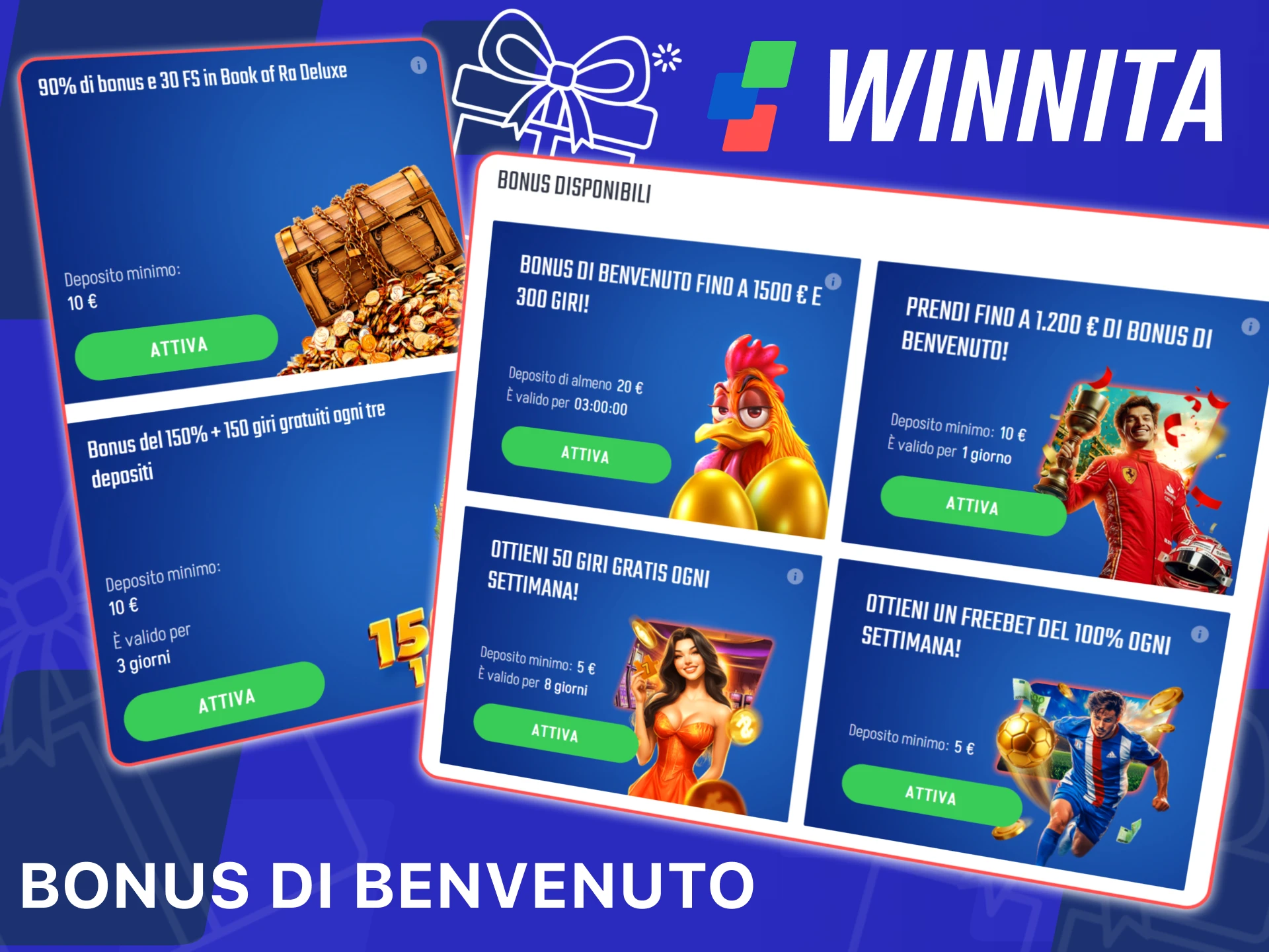 Richiedi bonus di benvenuto sul sito ufficiale Winnita.