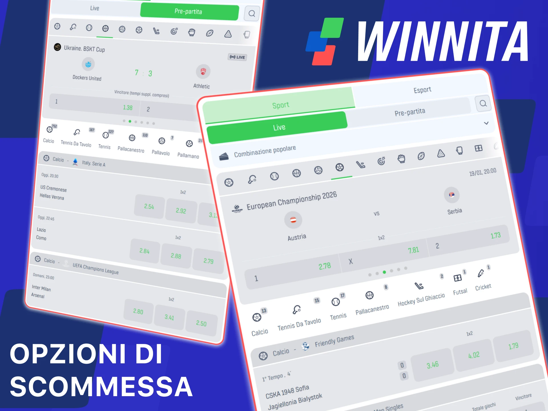 Esplora tutte le opzioni di scommessa sul sito ufficiale Winnita Italia.