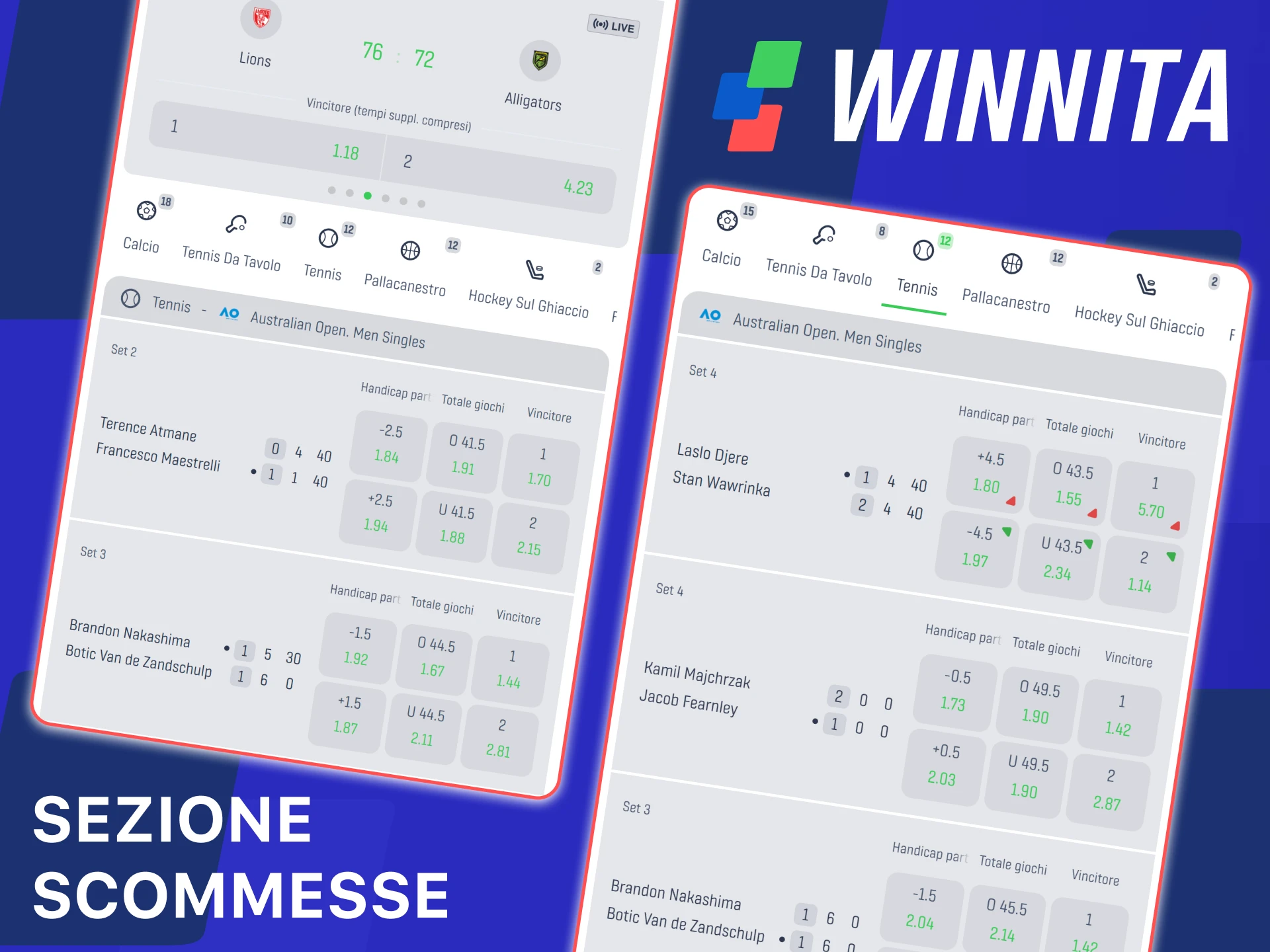 Esplora la sezione scommesse sportive sul sito ufficiale Winnita.