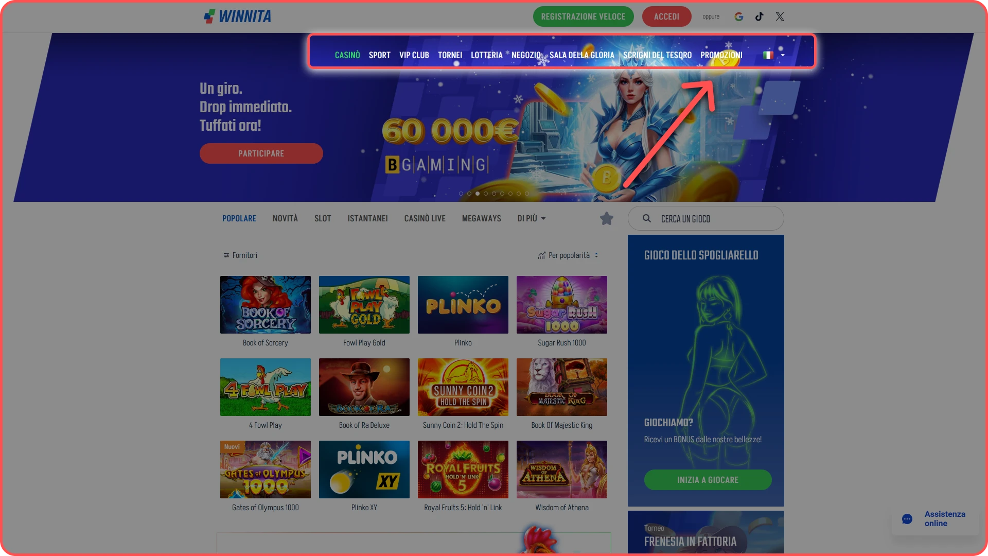 Controlla le promozioni disponibili sul sito ufficiale Winnita.