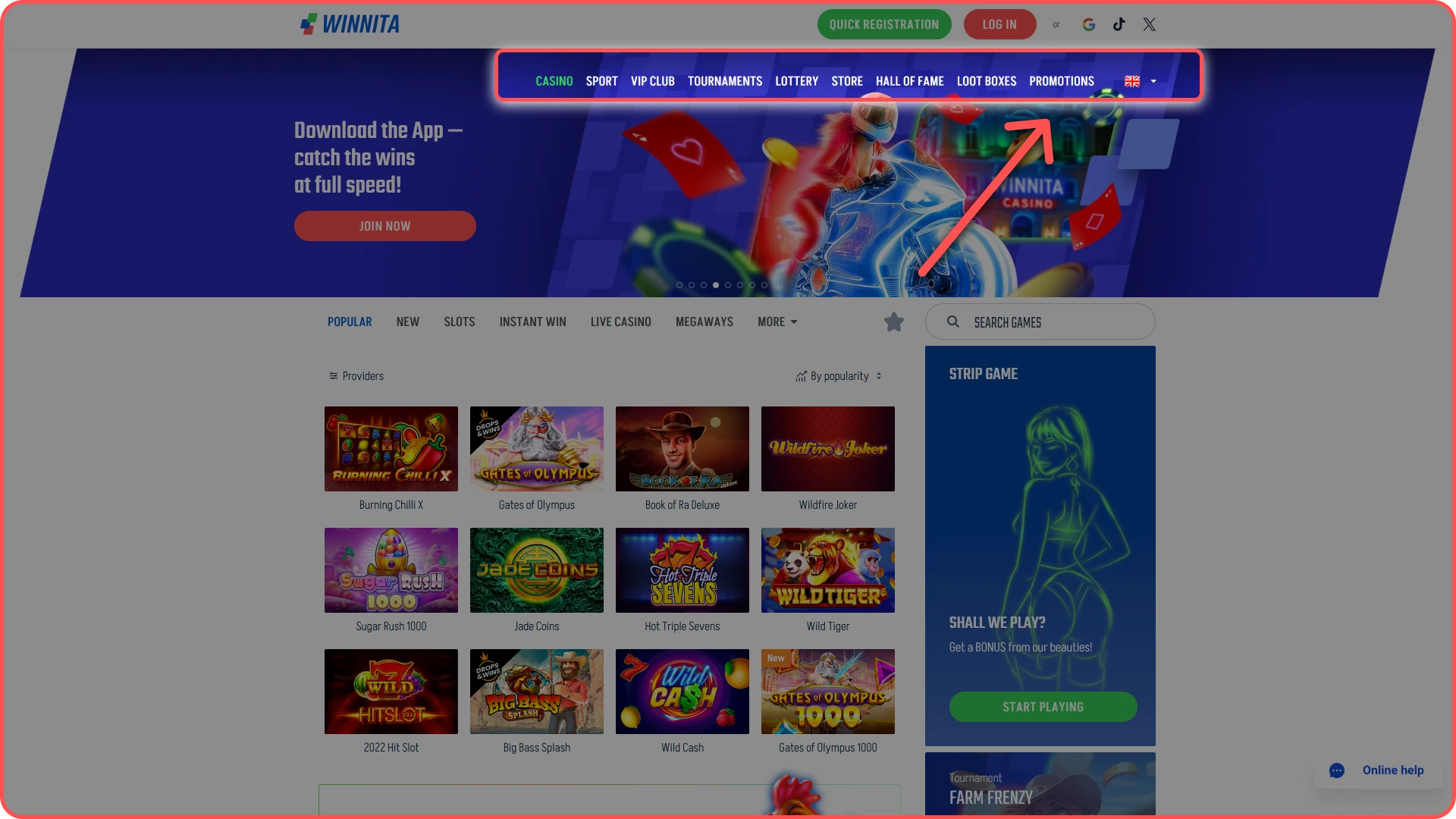 Check available promotions on the Winnita official site.