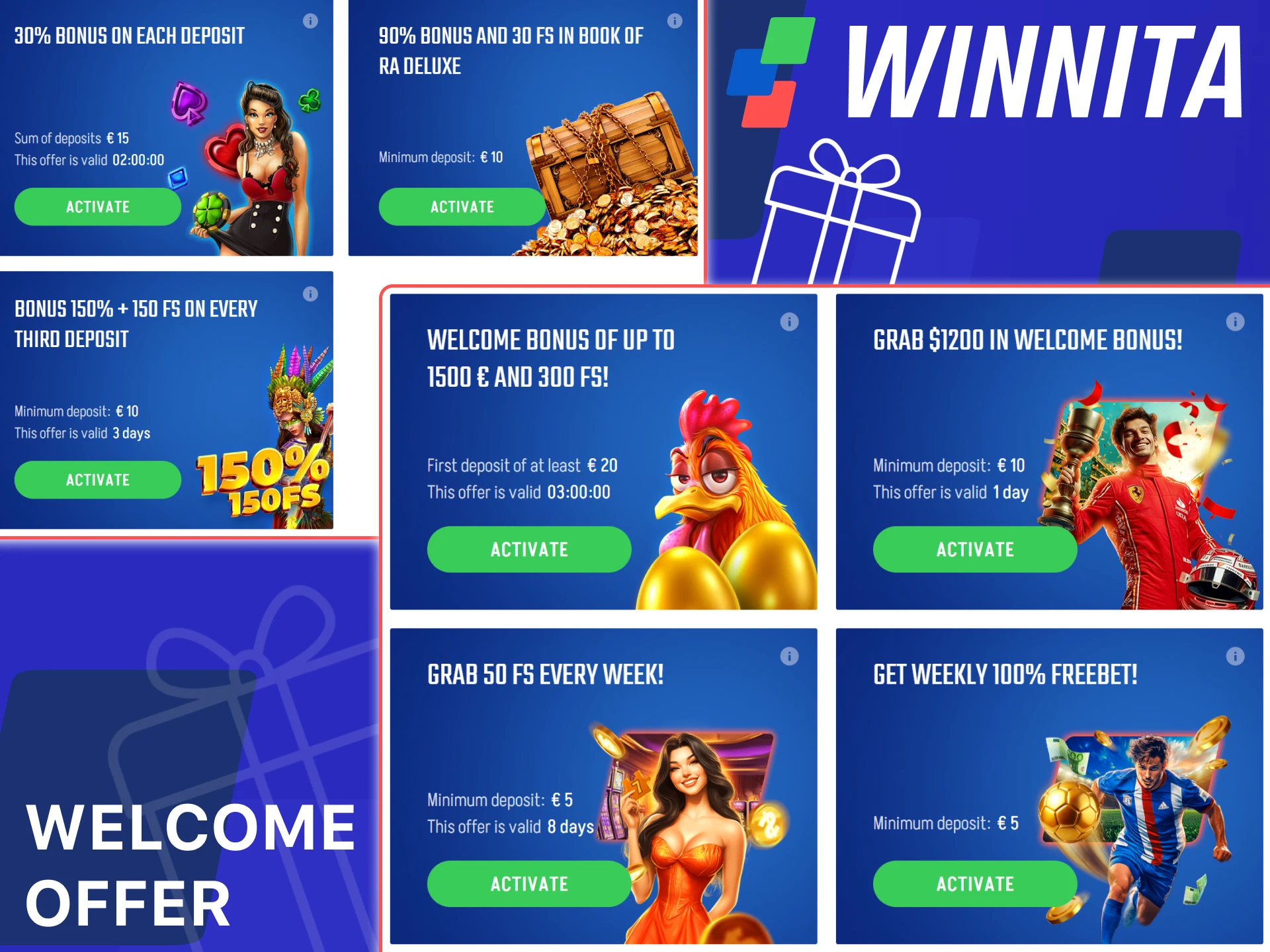 Get the welcome offer for new players on Winnita Italy.