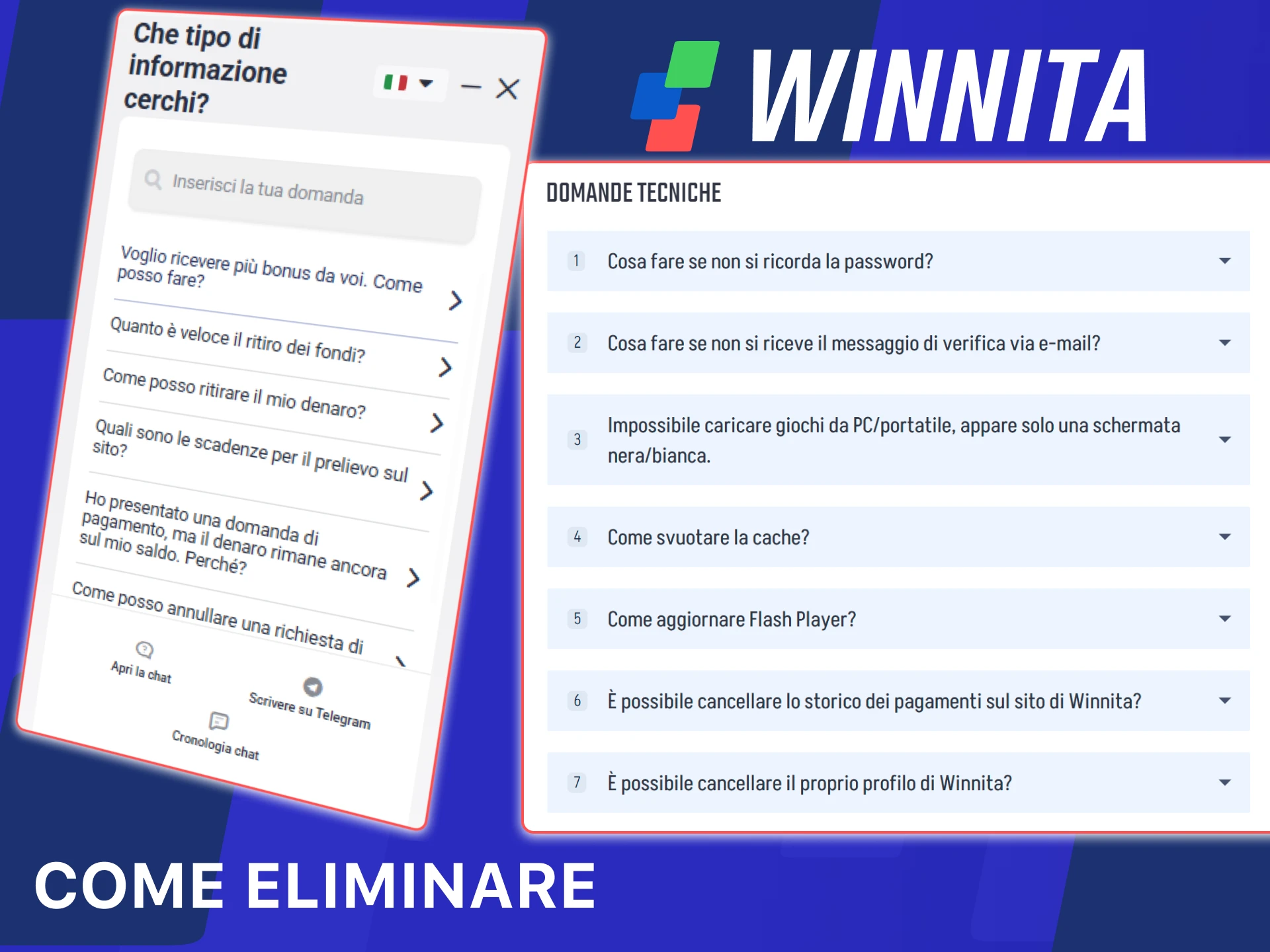 Ricevi assistenza per login o registrazione sul sito ufficiale Winnita.