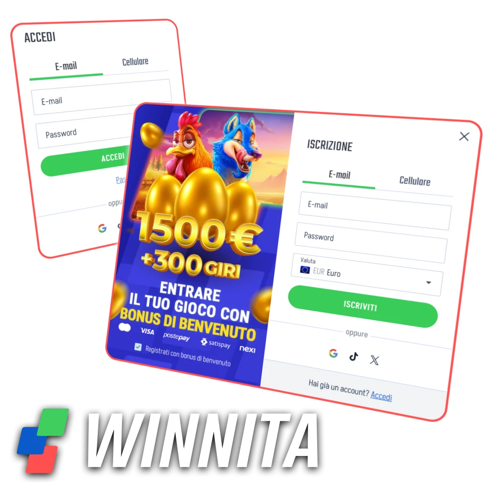 Accedi subito al tuo account Winnita con login e registrazione sicuri.