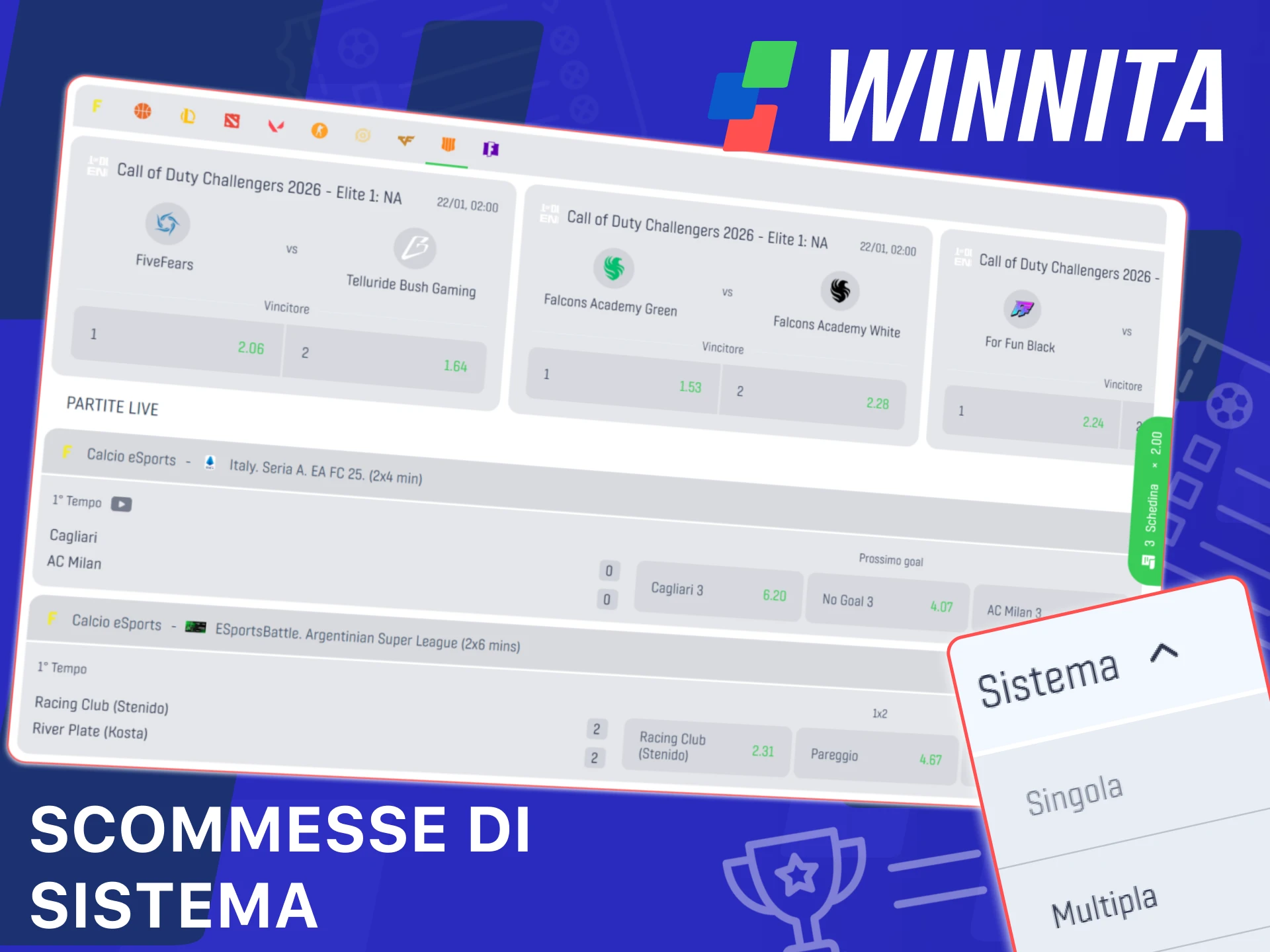 Esplora i diversi tipi di scommesse e le scommesse di sistema sul sito Winnita.
