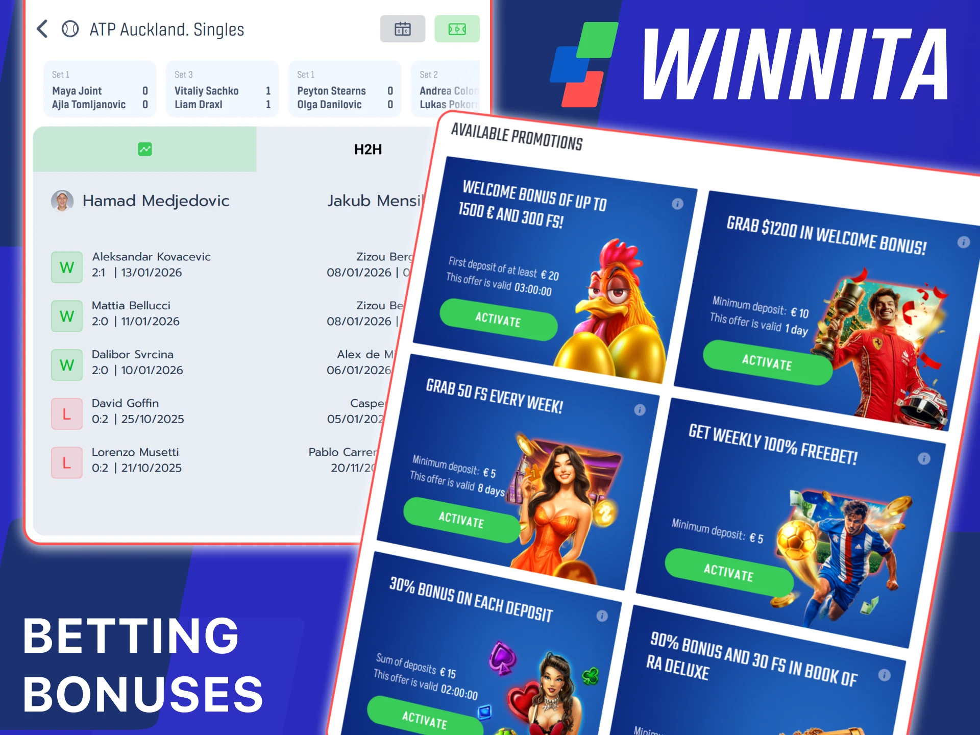 Explore betting bonuses and promotions available on the official Winnita platform.