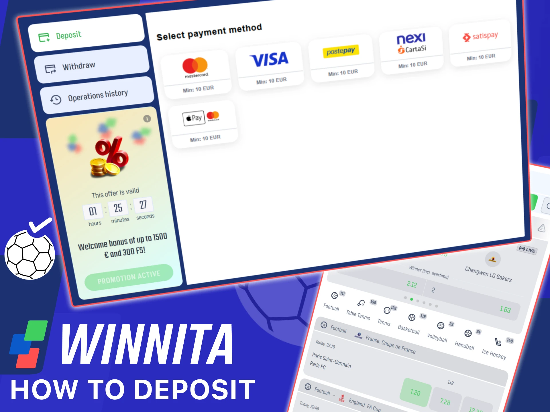 Bet on sports with Winnita using fast and secure mobile markets.