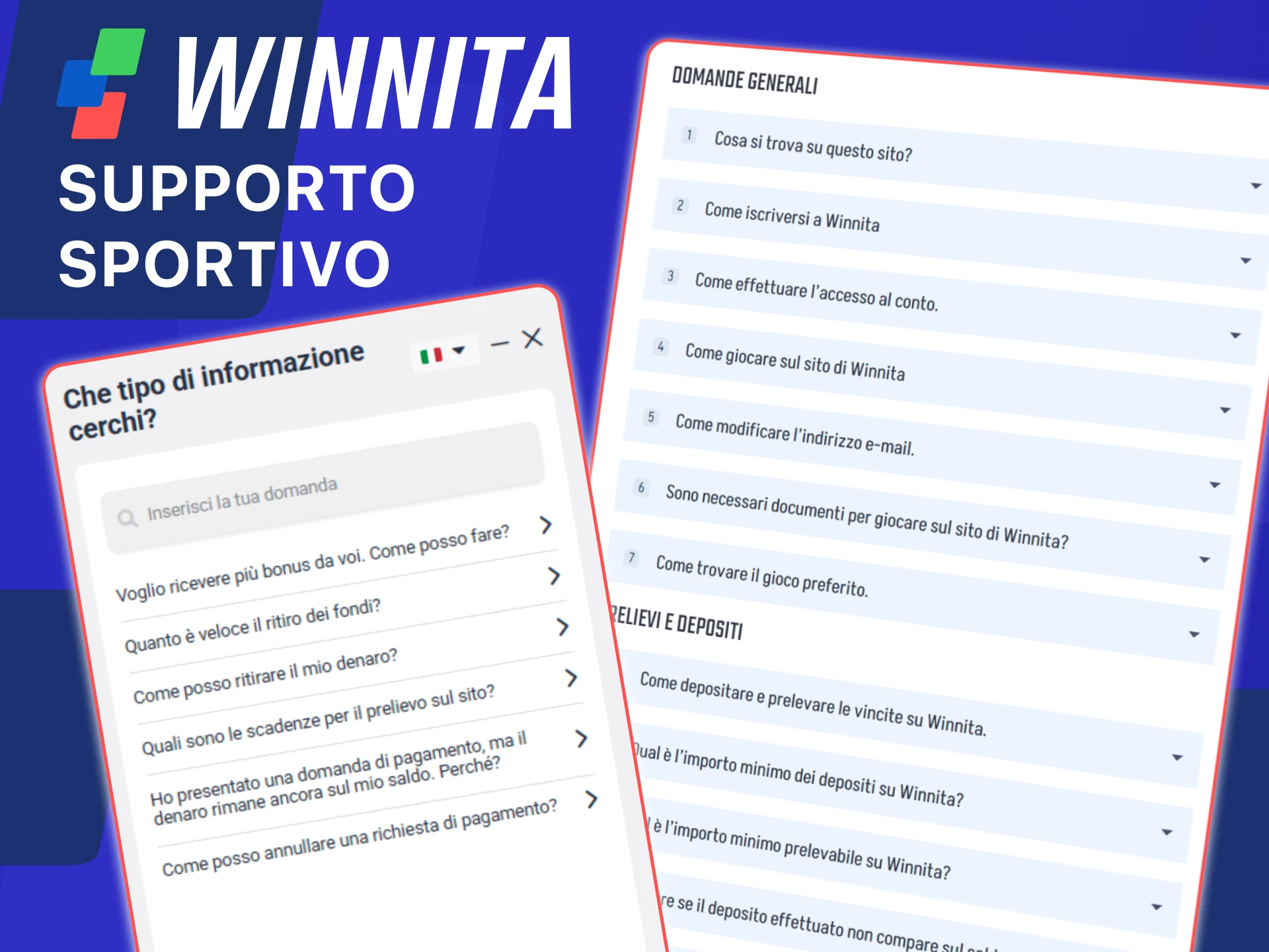 Ricevi assistenza continua dal team di supporto sportivo ufficiale Winnita.