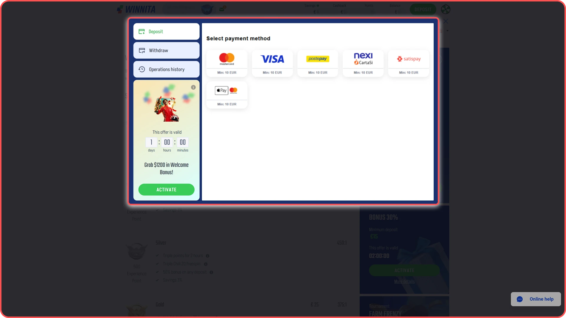 Place real-money bets securely on the official Winnita platform.