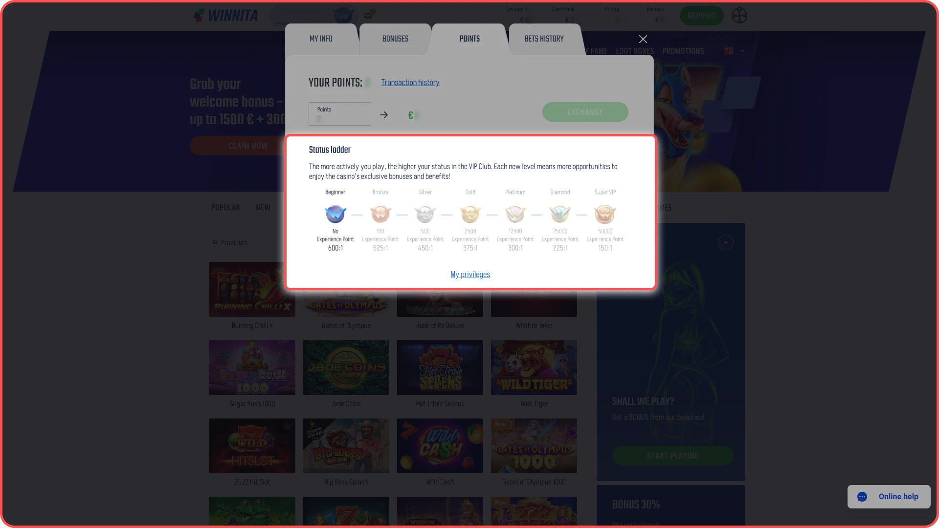 Advance to higher VIP levels automatically on Winnita platform.